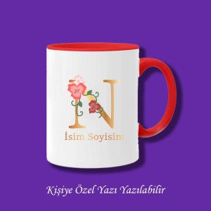 Kişiye Özel İsim ve Harf Baskılı Renkli Kupa Bardak ve Kahve Fincanı Modelleri