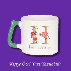 Kişiye Özel İsim ve Harf Baskılı Renkli Kupa Bardak ve Kahve Fincanı Modelleri