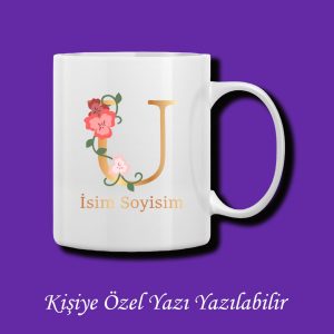 Kişiye Özel İsim ve Harf Baskılı Renkli Kupa Bardak ve Kahve Fincanı Modelleri