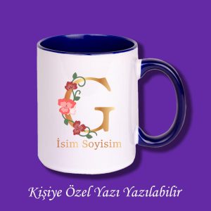 Kişiye Özel İsim ve Harf Baskılı Renkli Kupa Bardak ve Kahve Fincanı Modelleri