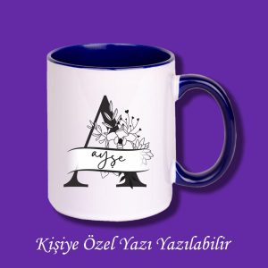 Kişiye Özel İsimli ve Baş Harfli Renkli Kupa Bardak - İsim Belirtiniz