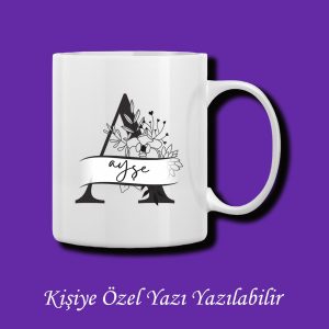 Kişiye Özel İsimli ve Baş Harfli Renkli Kupa Bardak - İsim Belirtiniz