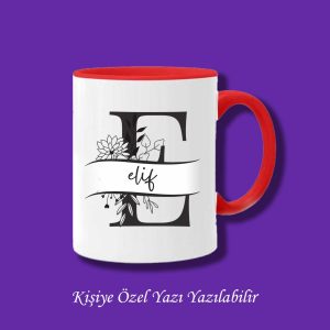 Kişiye Özel İsimli ve Baş Harfli Renkli Kupa Bardak - İsim Belirtiniz