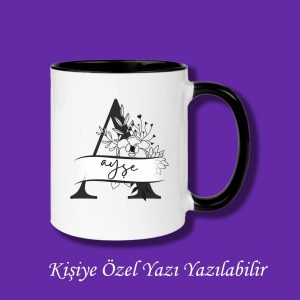 Kişiye Özel İsimli ve Baş Harfli Renkli Kupa Bardak - İsim Belirtiniz