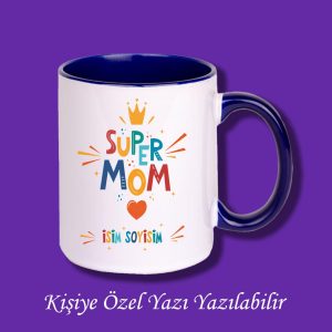 Anneler Günü Süper Mom Baskılı İsimli Kupa Bardak