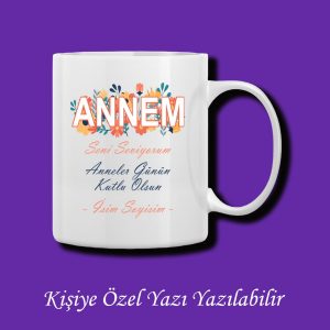 Anneler Gününe Özel İsim Baskılı Renkli Kupa Bardak Modelleri