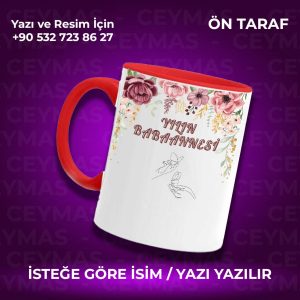 Kişiye Özel İsimli Yılın Babaannesi Hediyelik Renkli Kupa Bardak