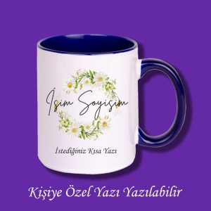 Kişiye Özel Papatya Tasarımlı İsimli Yazı Yazılabilir Kupa Bardak
