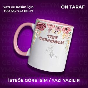 Kişiye Özel İsimli Yılın Babaannesi Hediyelik Renkli Kupa Bardak