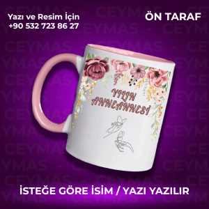 Kişiye Özel İsim Baskılı Yılın Anneannesi Renkli Kupa Bardak