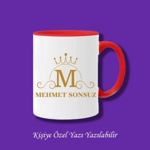 Kişiye Özel İsim ve M Harfli Çiftyön Baskılı Kupa Bardak
