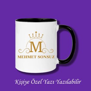 Kişiye Özel İsim ve M Harfli Çiftyön Baskılı Kupa Bardak