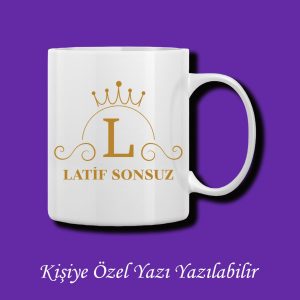 Kişiye Özel İsim ve L Harfli Çiftyön Baskılı Kupa Bardak