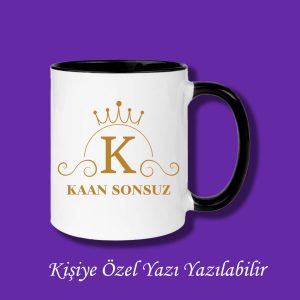 Kişiye Özel İsim ve K Harfli Çiftyön Baskılı Kupa Bardak