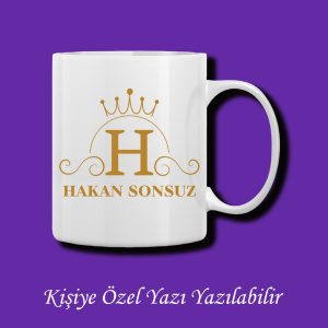 Kişiye Özel İsim ve H Harfli Çiftyön Baskılı Kupa Bardak
